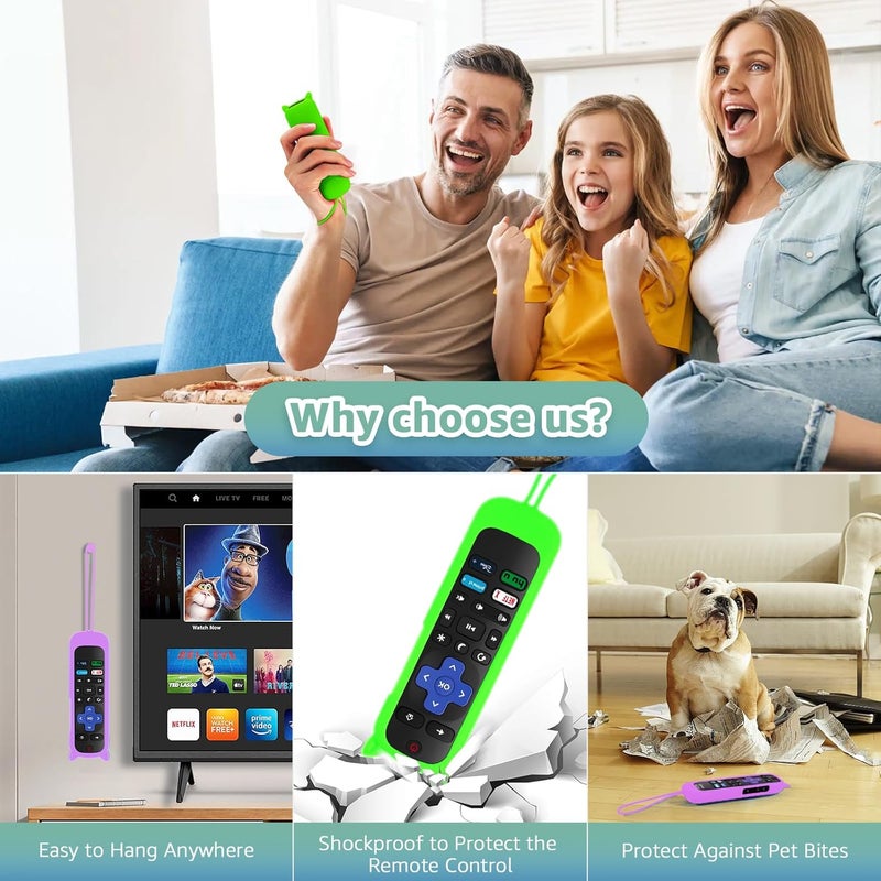 OneBom (2+2 Packs) Replacement Remote for Roku TV with Soft Protective Silicone Cover(Glow in The Dark), Universal Remote for TCL Roku/Hisense Roku/Sharp Roku/Onn Roku/Element Roku/Philips Roku Smart TV - Image 3